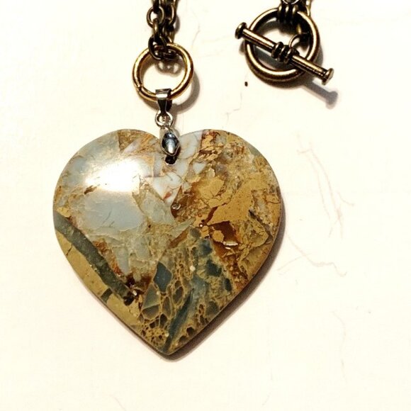 Snakeskin Jasper Heart Pendant Necklace – Transformation, Grounding - Picture 4 of 7